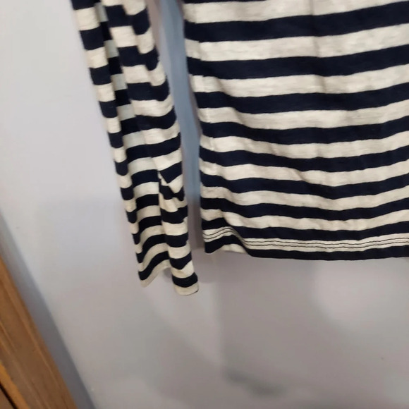 J crew mercantile striped tie long sleeve basic navy blue white easy effortless - Picture 2 of 7